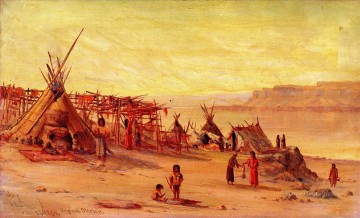 James Everett Stuart xx Indian Camp in der Nähe von Celilo Ölgemälde